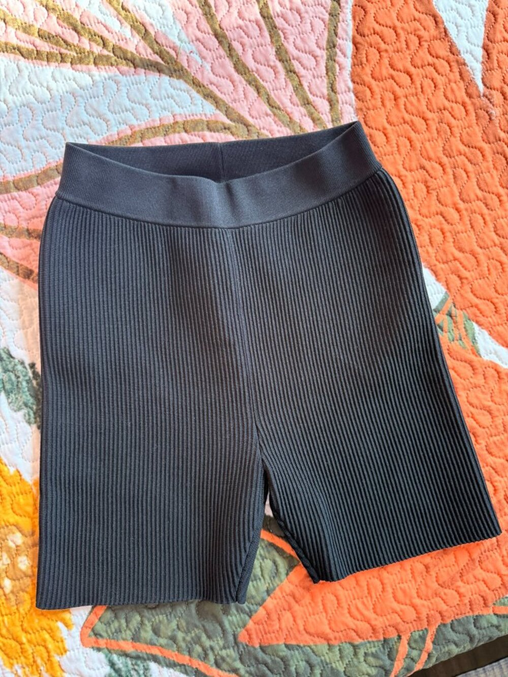 Cuts Black Ribbed High Waisted Biker Shorts Activewear Quiet Luxury